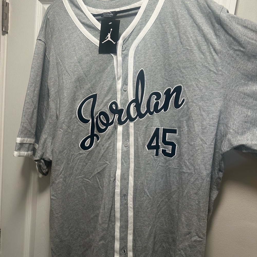JORDAN IX RETRO 9 BARONS #45 BASEBALL JERSEY GREY RARE NEW (SIZE 3XL)